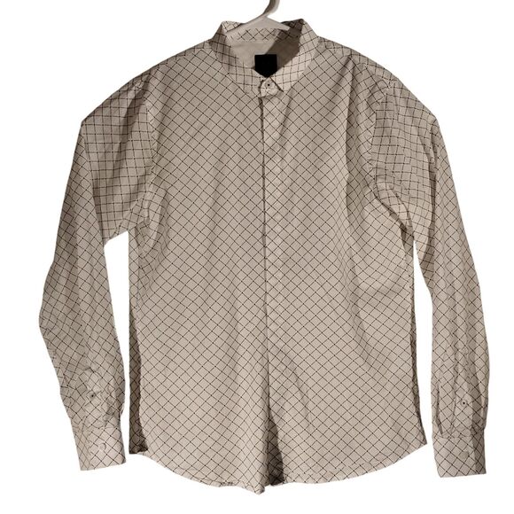 Armani Exchange A/X shirt mens M Medium white all over slim fit long sleeve - Picture 1 of 8